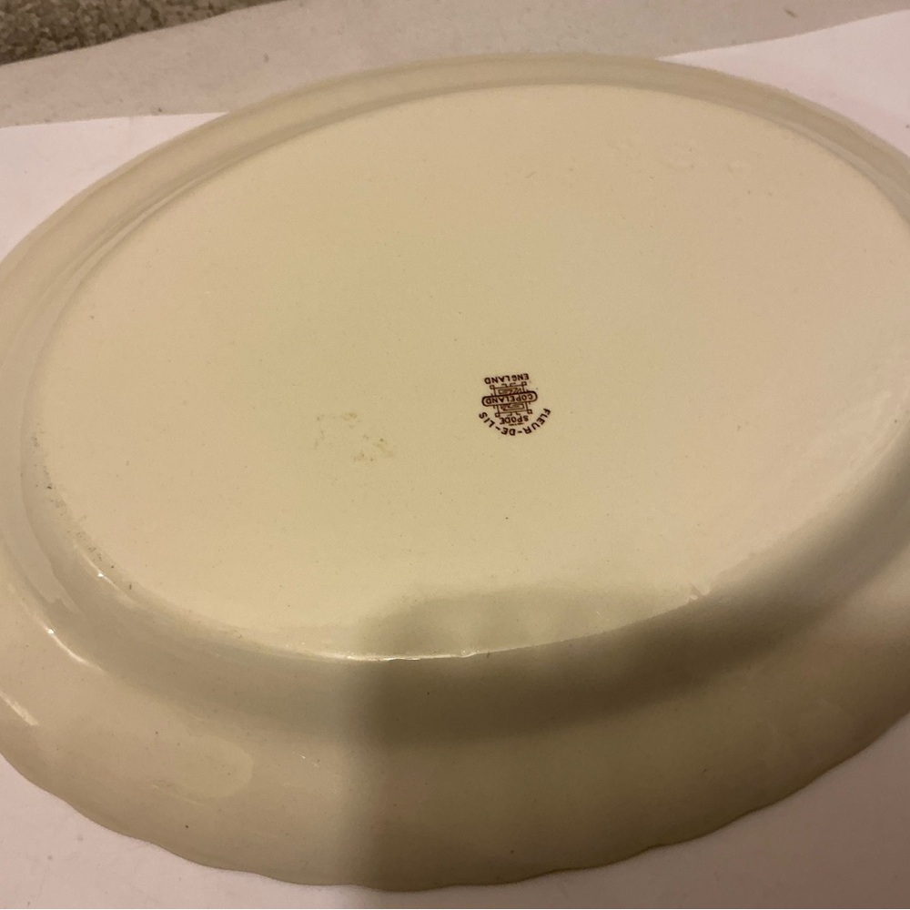 Spode Patterned oval Plate Fleur de Lys Brown (Earthenware) 12.5”x9” - Picture 3 of 6